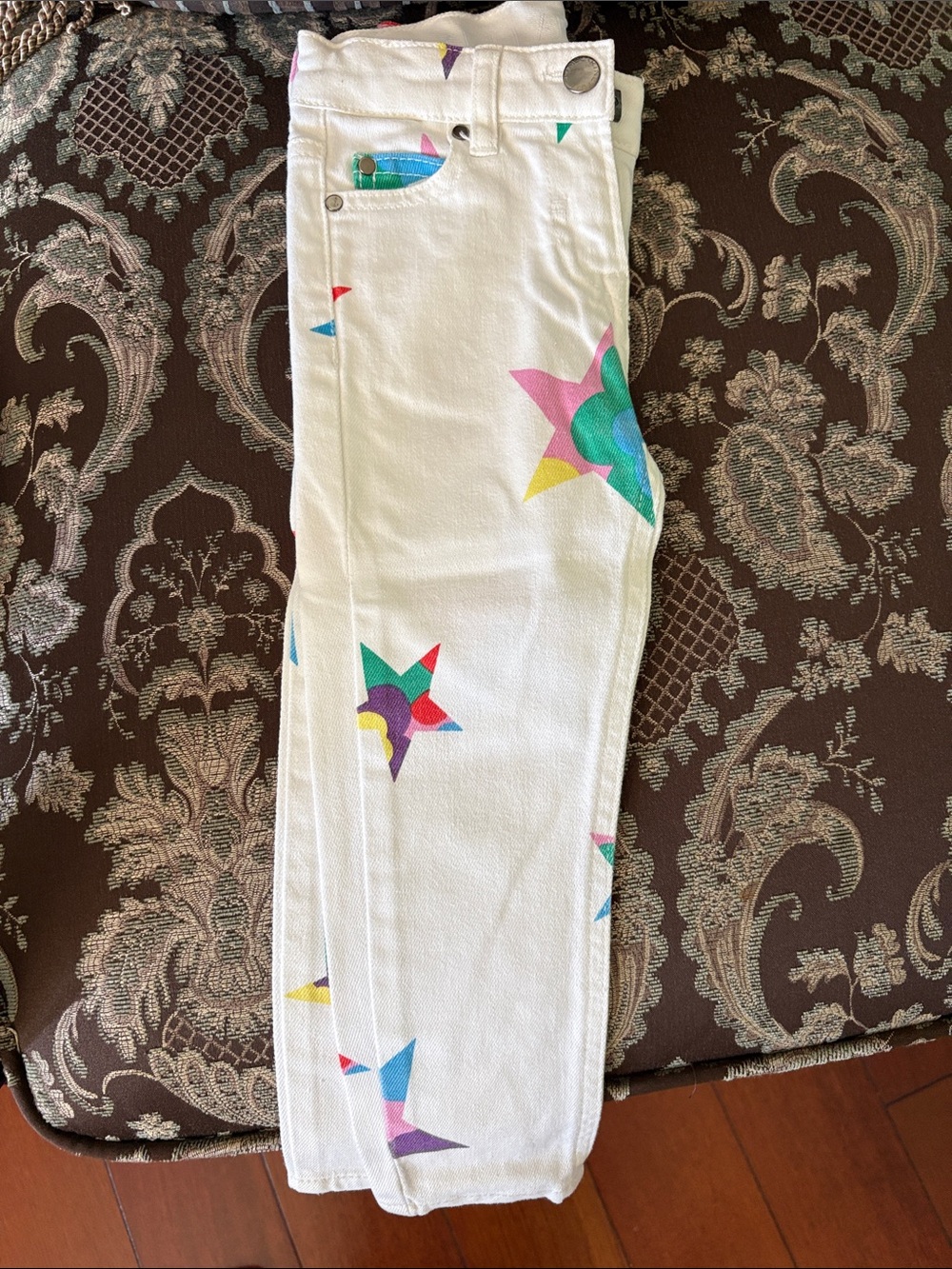 Stella McCartney White Jeans with Colorful Star Print